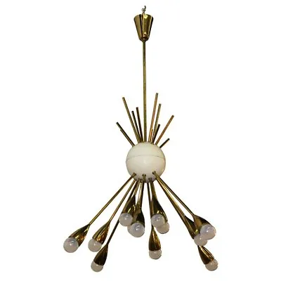 Unusual Form Twelve-light Chandelier By Arredoluce Italy 1950 • $5900