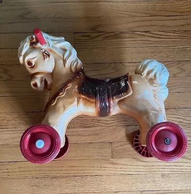 Vintage WONDER HORSE Ride On Toy With Wheels From 1970's • $49.99