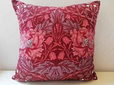 Liberty William Morris Honeysuckle Tulip Wine Fabric & Grey Velvet Cushion Cover • £32.50