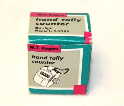 Vintage W.t. Rogers Hand Tally Counter 4 Digits Counts 0-9999 With Original Box • $9.99