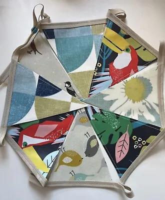 Handmade Oilcloth Bunting - Garden/Home Birds - 2 Meters Double Sided • £16.50