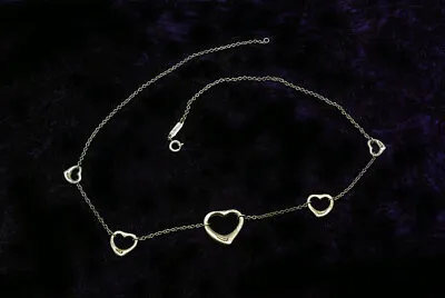 Vtg TIFFANY & CO. Elsa Peretti Sterling Graduated 5 Open Hearts Necklace - 18  • $119.99