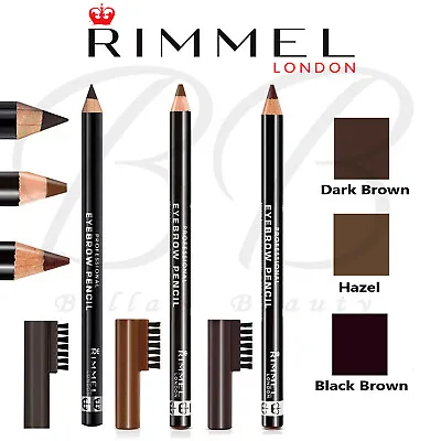 RIMMEL London Eyebrow Pencil With Brush Comb *DARK BROWN / HAZEL / BLACK BROWN* • £3.95