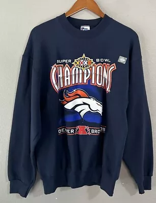 Vintage 90’s DENVER BRONCOS Super Bowl XXXII Sweatshirt Men’s Size L Dead Stock • $29.99