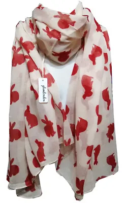 Rabbit Print Scarf Hare Bunny Animal Womens Ladies Fashion Soft Big Shawl • £10.99