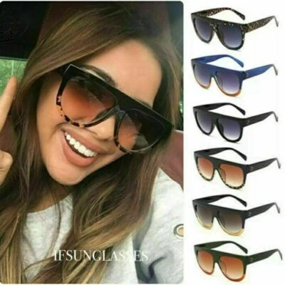 $9.99 • Buy Oversized Black Leopard Flat Top Shadow Shield Women Ladies Sunglasses Shade AU