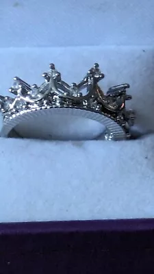 Ladies Silver Tiara Crown Ring Size K  • £2.25