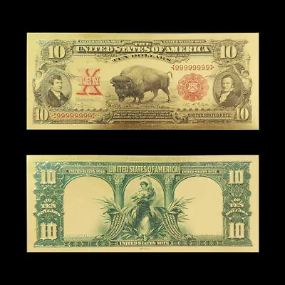 1901  GOLD $10 BISON GOLD CERTIFICATE Rep.*Banknote~STUNNING DETAIL • $9.95