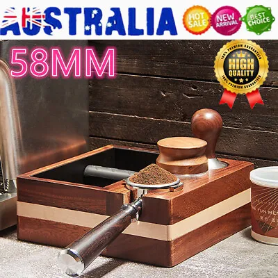 $125.88 • Buy 58MM Coffee Tamper Station Stand Holder Knock Box Durable Coffee Dump Bin Wood