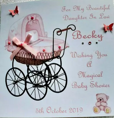 Personalised Handmade Baby Shower Card/new Baby Card Daughter Goddaughter Niece  • £3.99