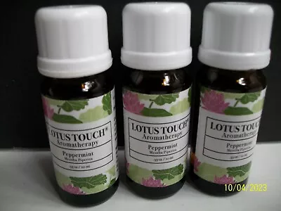 Lot Of 3 Lotus Touch Peppermint .33oz 10ml Aromatherapy Fragrance Oil Bottle • $8.99