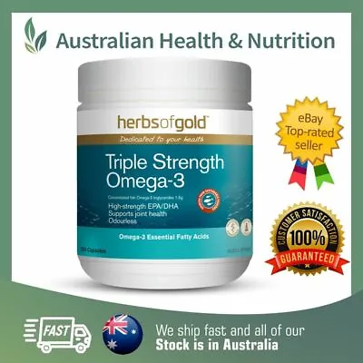 Herbs Of Gold Triple Strength Omega-3 150 Capsules + Free Same Day Shipping • $39.95
