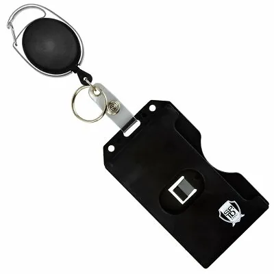 Carabiner Badge Reel With Multi Card Hard Plastic ID Badge Holder & Key Ring • $9.99