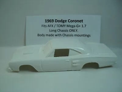 HO Slot Car Body 1969 Dodge Coronet White AFX TOMY Mega-G+ 1.7 Long Chassis • $7.99