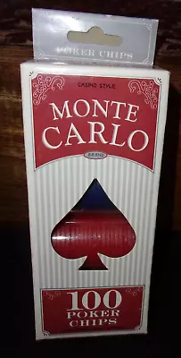 Monte Carlo Plastic Poker Chips 100ct. Total - 50 White 25 Blue 25 Red • $8.99