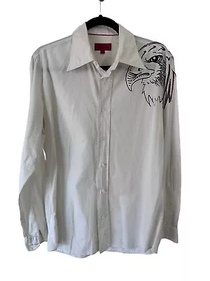 Hugo Boss Red Label Mens Button Down Collared Shirt Size M Eagle Glitter Graphic • $38.88