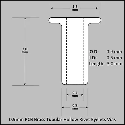 £3.40 • Buy PCB RIVET BRASS Tubular Hollow Rivet Eyelets Vias OD 0.9mm, 1.3mm & 1.5mm