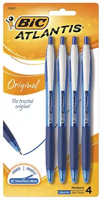 £6.13 • Buy BIC Atlantis Retractable Ballpoint Pens Blue Ink Pack Of 4