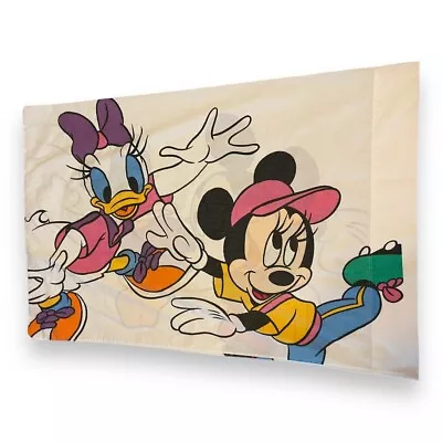 Vintage Walt Disney Standard Pillow Case Mickey Minnie Mouse Donald Daisy Duck • $8.99