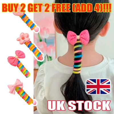 £4.38 • Buy Colorful Telephone Wire Hair Bands For Kids,2023 New Spiral Hair Ties Accessorie