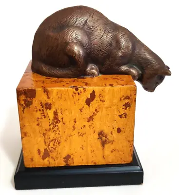 Vintage Decorative Crafts Inc Single Solid Heavy Brass CAT Bookend 7”TALL • $29