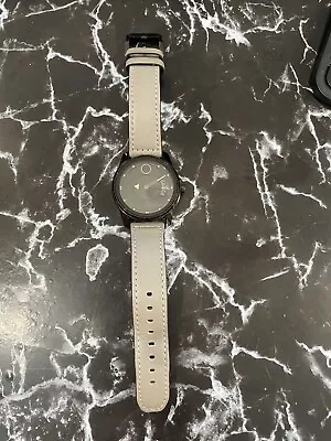 Nice Movado Bold Men's Verso Black Dial Gray Leather Strap Watch 3600695 • $160