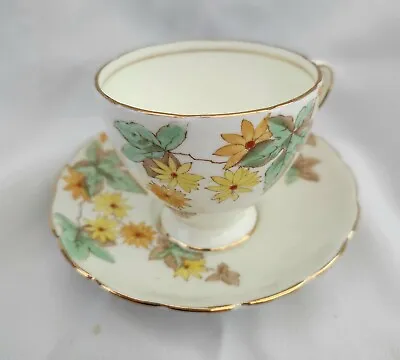 Vtg 1850 EB Foley Tea Cup And Saucer Bone China England Ivory W/gold Floral VGC • $13