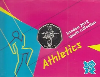 London 2012 Royal Mint Olympic ATHLETICS 50p Coin ON CARD Uncirculated • £8