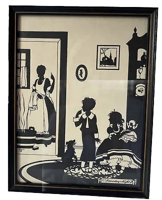 VTG 1920s Buckbee-Brehm Reverse Painted Silhouette Saturday Night Children Bath • $9.99