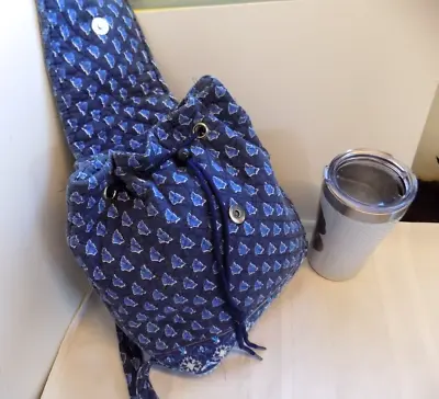 Vera Bradley Blue Floral Pattern Drawstring Backpack & Stainless Tumbler • $19.99