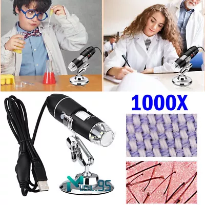 USB 8 LED 1000X Digital Microscope Camera Magnification Endoscope With Stand • $21.83