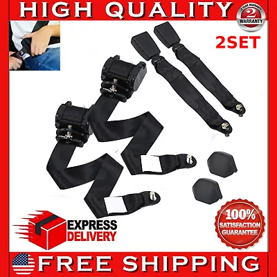 2x Retractable 3 Point Safety Seat Belt Straps Car Vehicle Adjustable Belt Kit • $37.99