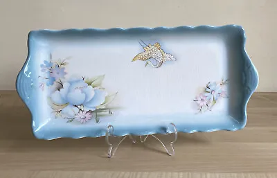 £5 • Buy Old Foley James Kent Staffordshire Blue Scalloped Floral Sandwich Tray/Plate