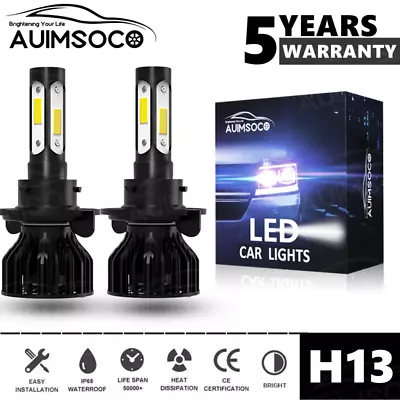 H13 9008 LED Headlight Bulbs Kit 10000W 1000000LM Hi/Low Beam Super Bright White • $25.99