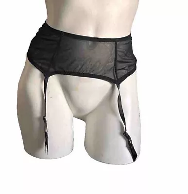 Falke Black Tulle Stocking Suspender Belt - Med • £20