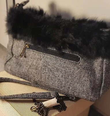 Vintage - Rabbit Fur Clutch Style Hand Bag With Extra Handles. Never Used. • £4.95