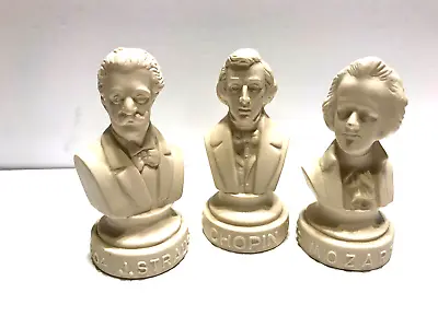3 Vintage Halbe Music Composer Busts Figurines- Mozart Chopin J.strauss • $9.99