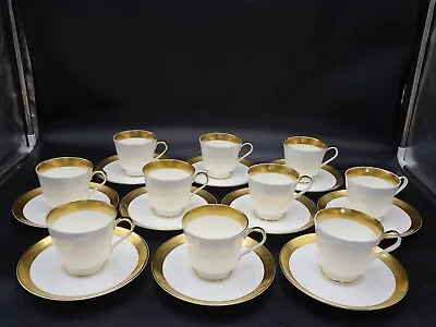 10 Mikasa Bone China  Harrow  Cups & Saucers Gold Encrusted Band • $75