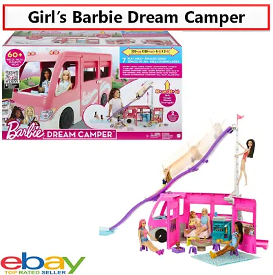 Girls 60 Piece Barbie Vehicle Camper Van W/ Furniture Accessories Gift Pretend P • $139