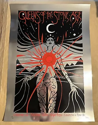 Queens Of The Stone Age QOTSA Italy ‘17 Poster Mirror Foil Malleus AP Signed #d • $170