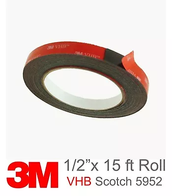 £13.69 • Buy 3M Scotch 5952 VHB Double Sided Foam Tape: 1/2 Inch X 15 Feet (Black)