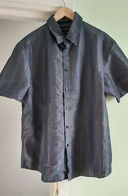 M & S Autograph Men's Short Sleeve Soft Touch Shirt Size XL Denim Mix /stripes • £7.95