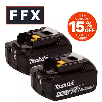 Makita BL1850 2x 18V 5Ah LXT Li-ion Genuine Makstar Battery Twin Pack Long Life • £132.95