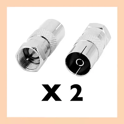 2 X F-Type Male To PAL Female Socket TV Antenna Cable Connector Adapter Adaptor • $4.75