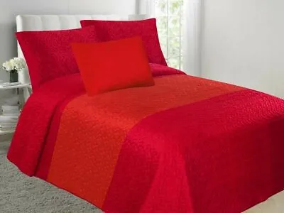 $26.21 • Buy Velvet Embossed Bedspread Soft Quilt 4-Piece Multi-Tone Bed Set - Burgundy & Red