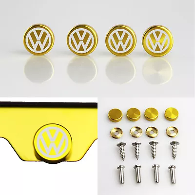 Laser Etched 4 Gold Aluminum Volkswagen Vw License Plate Frame Screw Cap New • $13.99