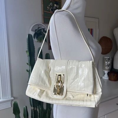$59.99 • Buy Treesje Off-White Patent Leather Shoulder Bag 