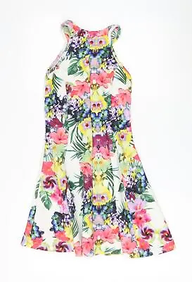 Miss Evie Girls Multicoloured Floral Polyester Skater Dress Size 13 Years Round  • £3.50
