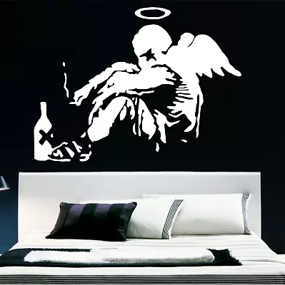 LARGE WALL  ART BANKSY FALLEN ANGEL STICKER  A4 - 115cm CUT VINYL  NO BACKGROUND • £21.49