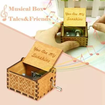 You Are My Sunshine Music Box Wooden Hand Crank Musical Boxes Antique Engraved~ • £6